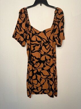 a new day Black and Brown Abstract Print Mini Dress
